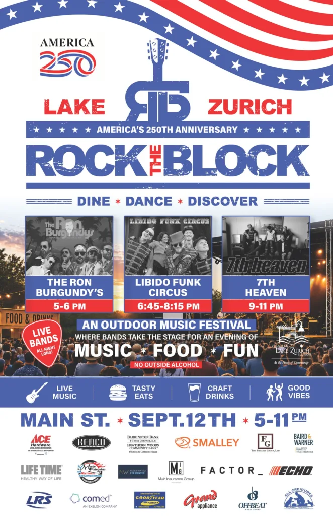 Lake Zurich Rock the Block 2026: Band Times, Free Entry and Main Street Closure